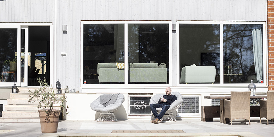 Baksidan av Eco Now-huset