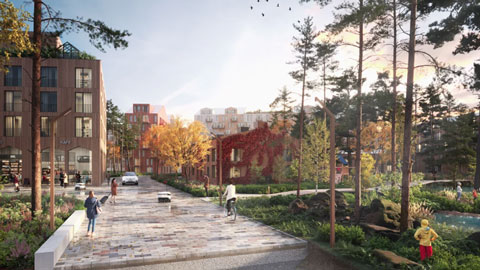 Renderad bild från sydöstra stadsdelarna i Uppsala