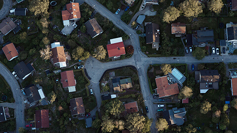 Vy över ett bostadsområde i Stockholm.