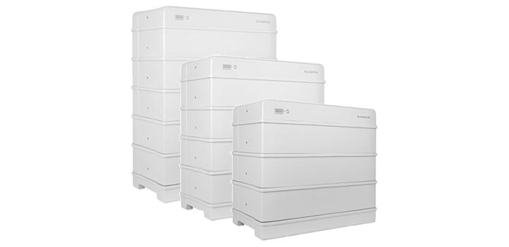 Tre Sungrow-batterier i tre olika storlekar