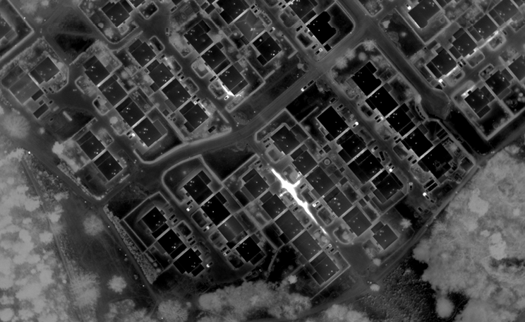 Flygtermograferingsbild i svartvitt