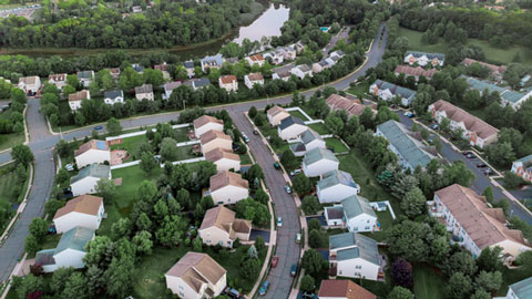 Bostadssamhälle från ovan