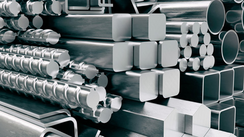 Detaljbild på stål i olika former